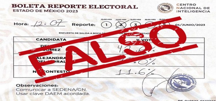 Gobierno desmiente reportes electorales que darían ventaja a Alejandra del Moral