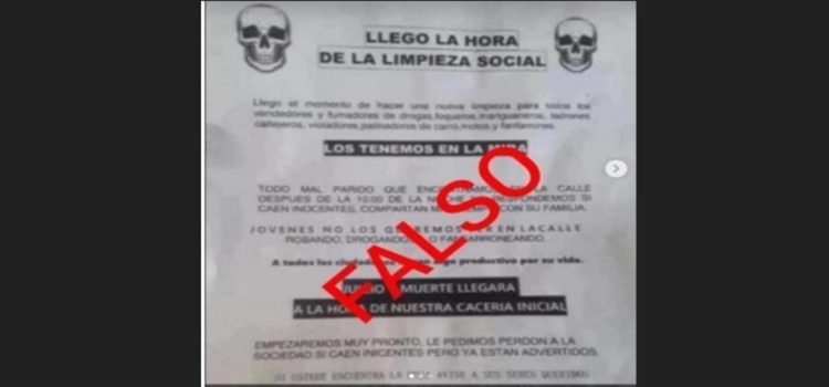 Documento que amenaza con “limpieza social” en Edomex es Falso; circula desde 2009