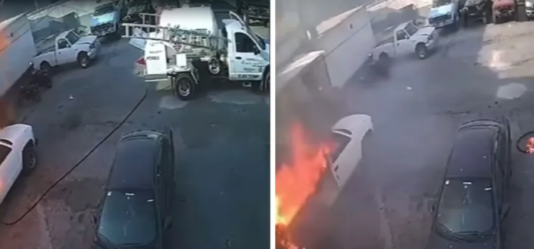 Camioneta se incendió en Ecatepec; un trabajador resultó herido