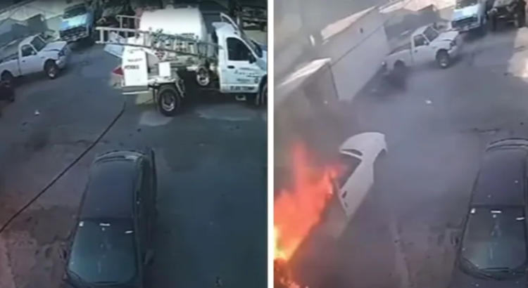 Camioneta se incendió en Ecatepec; un trabajador resultó herido