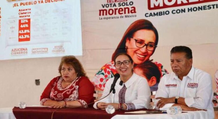 Candidata Azucena Cisneros afirma que encuestas le dan hasta 24 puntos de ventaja en Ecatepec