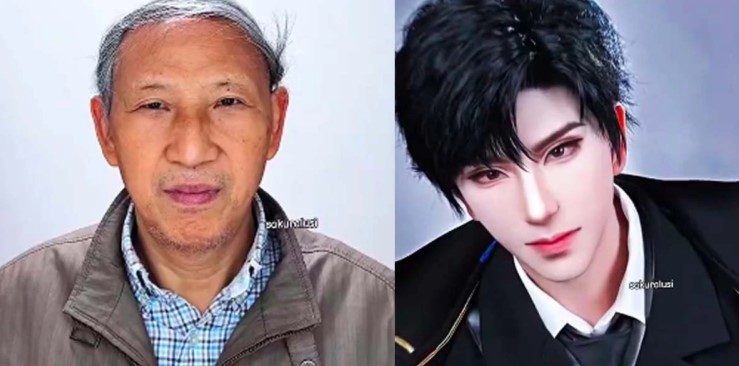 La maquilladora china que transforma a su abuelo en un joven personaje de anime