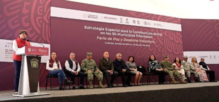 Delfina Gómez pone inicia programa de desarme en municipios del Edomex