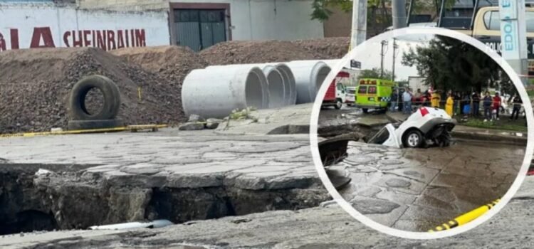 Postergan reparación de socavón por falta de maquinaria en Ecatepec Postergan reparación de socavón por falta de maquinaria en Ecatepec