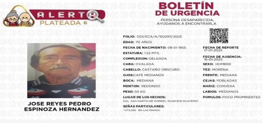 Encuentran a adulto de 70 años extraviado en Ecatepec