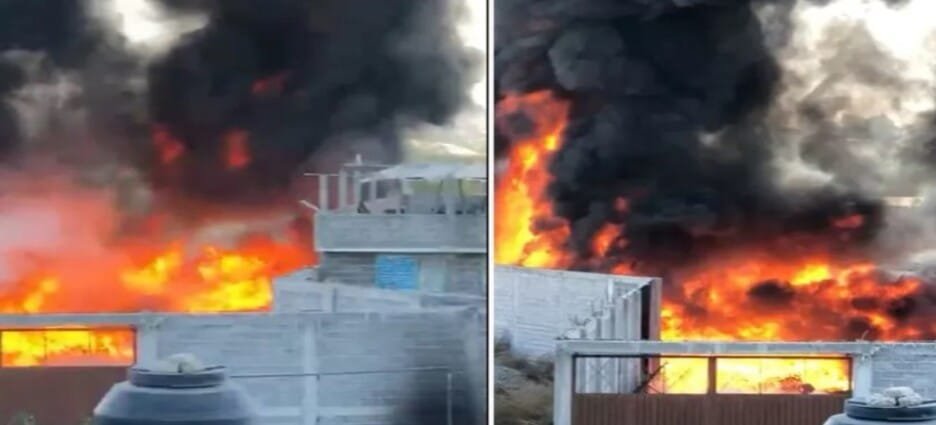 Fuerte incendio consume bodega de colchones en Ecatepec