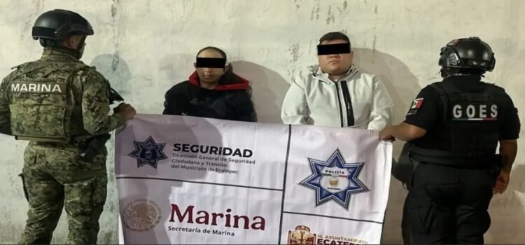 Policía municipal y elementos de Marina detienen a sujetos armados en Ecatepec