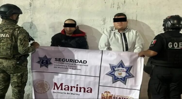 Policía municipal y elementos de Marina detienen a sujetos armados en Ecatepec