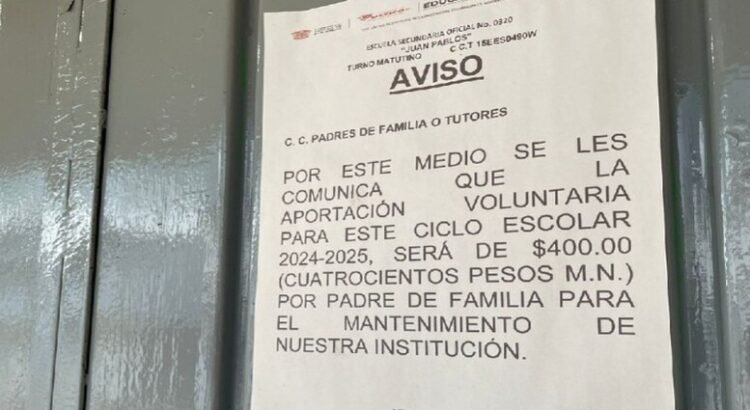 Cuotas escolares no son obligatorias en Edomex