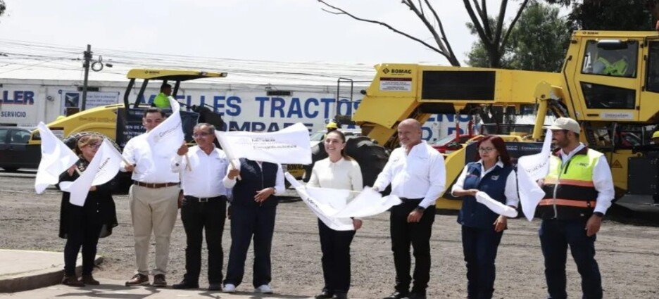Sheinbaum arranca repavimentación de “carreteras al 100” en el Edomex