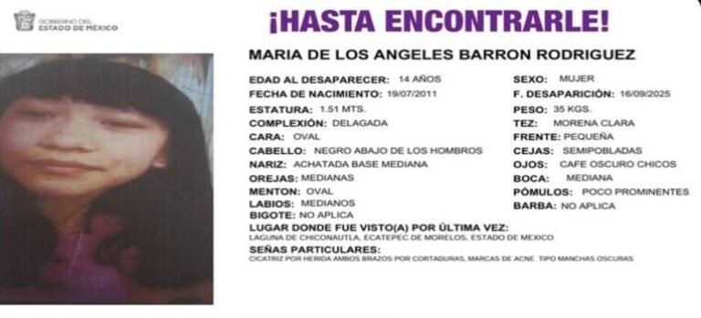 Desaparece jovencita de 14 años en Ecatepec; familia pide apoyo para localizarla
