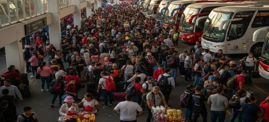 Colapsan centrales de autobuses por incremento de viajes de fin de año en Edomex